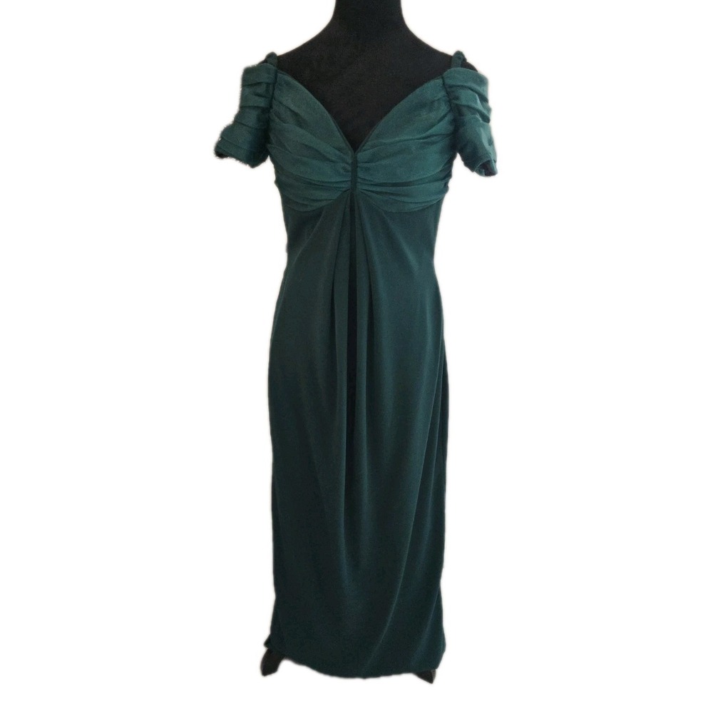 VTG Zumidium @ Metro 1970s  1980s Era  Style 4309 Long Lined Green Dress W/ Slit
